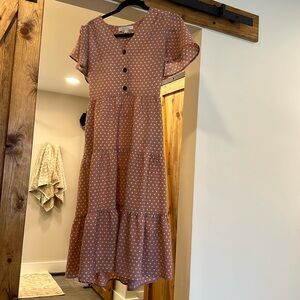 Monteau dress, pink with polka dots